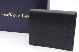 【N349】 未使用 POLO RALPH LAUREN コインケース ポロ ラルフローレン 小銭入れ ウォレット 財布 コンパクト レザー ロゴ ブラック系