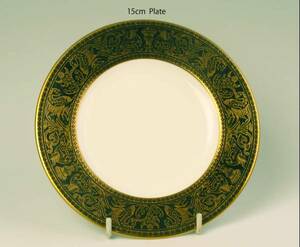 　ウェジウッド　 = Plate 15cm =　　 F / T / GREEN-GOLD