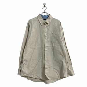 TOMMY HILFIGER 長袖 無地シャツ XL ベージュ トミーヒルフィガー ボタンダウン ビッグサイズ 古着卸 アメリカ仕入 a604-6621