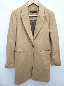 ◇ ZARA WOMAN ザラ ウーマン 肩パット ウール 長袖 チェスターコート サイズEUR Ｍ USA Ｍ MEX 24 キャメル レディース P