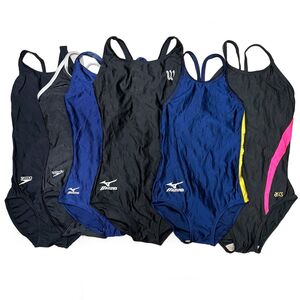 39【整理品リサイクル】スピードMIZUNOアシックス6枚セット女子競泳水着(130～M）★光沢黒ブラック・光沢濃紺ネイビー