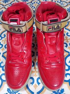 FILA　フィラ　スニーカー　ハイカット　7BJNU1759　M’S FX-100　レッド　エナメル　サイズ8　26㎝　ジャンク