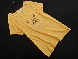 ネコポスOK KUMIKYOKU 組曲 大きいサイズ スヌーピー PEANUTS Tシャツ size7/黄 ■◆ ☆ eed1 レディース