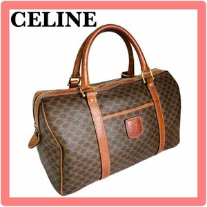 良品★CELINE★セリーヌ★ミニボストンバッグ★ハンドバッグ★マカダム柄★総柄★オールド★ブラウン★茶色★ヴィンテージ