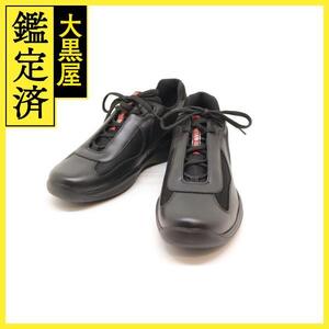 PRADA プラダ アメリカズカップ スニーカー メンズ7（約26cm） ブラック レッド パテント レザー 【200】