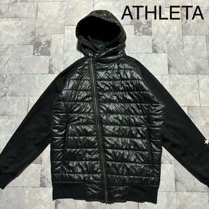 ATHLETA アスレタ 中綿ジャケット ナイロンジャケット 素材切替 ジップアップフード ナナメジップ ミスチル桜井 ブラック サイズM 玉FS1345