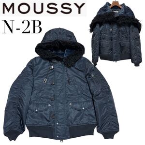 Y2K Archive■moussy■N2B フライトジャケット ミリタリー 1 ネイビー N-2B マウジー ファー ボンバージャケット 平成ギャル 白ギャル