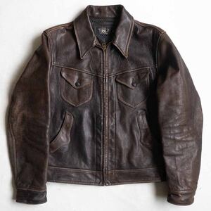 【名作】RRL【WESTERN LEATHER JACKET】M レザー ウエスタン ジャケット ダブルアールエル 2412452