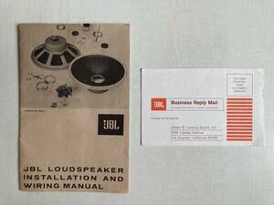 JBL LOUDSPEAKER INSTALLATION AND WIRING MANUAL USED ジェービーエル ラウドスピーカー 設置・配線マニュアル 説明書 70s LE8T