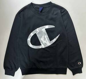 新品 160 ★ Champion チャンピオン トレーナー 裏起毛 ブラック スウェット シャツ ビッグロゴ 長袖 ジュニア レディース ユース キッズ