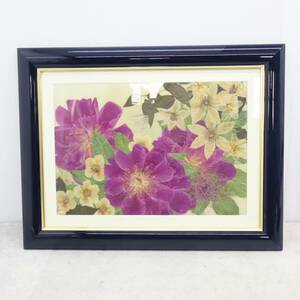 ▲インテリアに!!! 約42×54.5×3ｃｍ｜2面屏風 押し花 ｜ アートフラワー 押花 壁掛け ハンドクラフト 　木製アクリル額入り■P3332