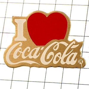 ピンバッジ・アイラブ大好きコカコーラ赤いハート型 I-LOVE-COCA-COLA◆フランス限定ピンズ◆レアなヴィンテージものピンバッチ