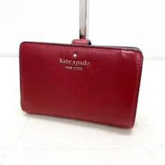 ゆ121A★ kate spade レザー 折り財布 ウォレット レッド