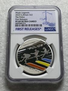 1円出品、売り切りです！2023年 イギリス 2ポンドカラープルーフ銀貨 ミュージックレジェンドシリーズ PF69UCかつファーストリリース品！