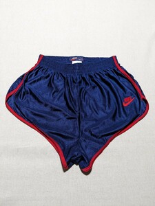 ★80s NIKE 初期紺タグ ショートパンツ S デッドストック 未使用 希少 オレンジスウッシュ