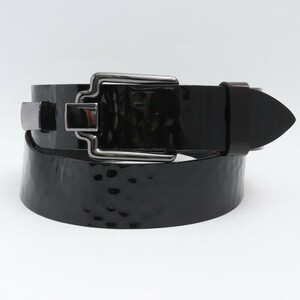 POST&CO. パテントレザーベルト サイズ85 ブラック ポストアンドコ― leather belt