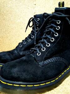 【Dr.MARTENS】ドクターマーチン 1460 8ホールブーツ UK7 (26cm ) SOFT BUCK 8EYE BOOT ブラック スエード 希少レア【良品】