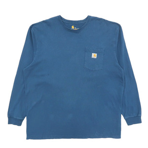 古着 カーハート CARHARTT ロングスリーブTシャツ ロンT ワンポイント ティールブルー サイズ表記：2XL　gd76886