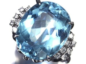 7ML14121S【売り切り】新品【RK宝石】≪Blue Topaz≫ 極上スカイブルートパーズ 特大17.4ct!! 極上ダイヤモンド Pt900 高級リング ダイヤ