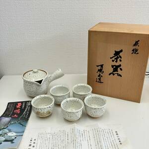 #3491 旧家蔵出し 未使用品 萩焼 茶器 天鵬山造 5客揃 工芸品 茶道具 陶器 湯呑 急須