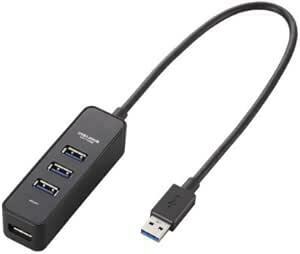 エレコム USB3.0 ハブ 4ポート バスパワー マグネット付 ブラック MacBook / Surface Pro / Chr