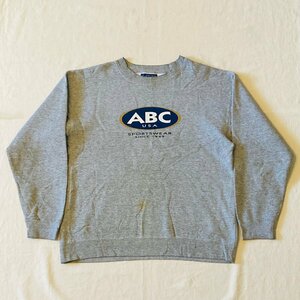 ABC SPORTSWEAR　MADE IN USA/米国製　ビッグロゴ プリント　スウェット トレーナー　グレー　M