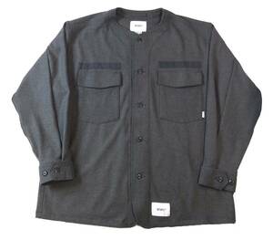 美品 WTAPS ダブルタップス 22AW SCOUT / LS / RAPO. TWILL スカウトシャツ ノーカラーシャツ ジャケット X 04 グレー 222WVDT-SHM04