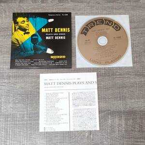 【CD】 紙ジャケット MATT DENNIS PLAYS AND SINGS マット デニス プレイズ アンド シングス UCCC-9051 音楽 JAZZ ジャズ ボーカル HI-FI