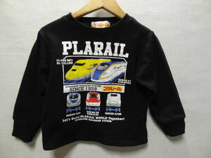 全国送料無料 プラレール PLARAIL TOMY ドクターイエロー 新幹線 プリント 子供服キッズ男の子 長袖 黒色 スウェットシャツ トレーナー110