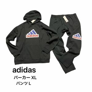 新品 正規品【adidas】フューチャー アイコン バッジ オブ スポーツ パーカー&パンツ◆上下サイズ違い 上→XL 下→L◆ブラック 黒