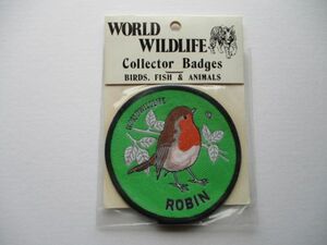 70s WORLD WILDLIFEヨーロッパ コマドリ『ROBIN』Collector Badgesワッペン/鳥バードウォッチング野鳥OUTDOOR自然PATCHアップリケ V193