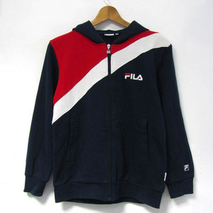 フィラ パーカー トップス ジップアップ スウェット スポーツウエア キッズ 男の子用 160サイズ 紺×赤×白 FILA