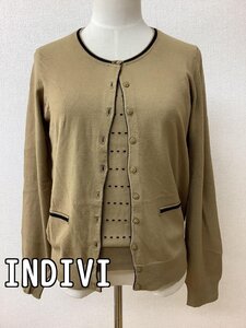 インディヴィ (INDIVI) ツインニット キャメル×黒ライン サイズ上下とも38