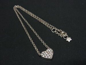 ■美品■ STAR JEWELRY スタージュエリー SV925 ハート ラインストーン ネックレス ペンダント アクセサリー シルバー系 DE8710