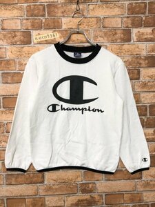 Champion チャンピオン キッズ ビッグロゴ 裏起毛 プルオーバー カットソー 150 白黒 ポリエステル他