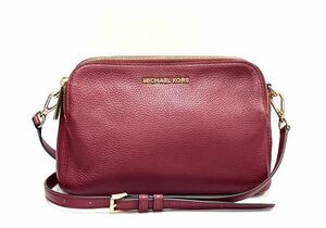 j050304-05 MICHAEL KORS マイケルコース レザー ショルダーバッグ ワインレッド系 ゴールド金色金具 同梱不可