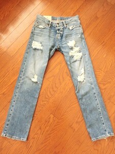 HOLLISTER ホリスター スリム ストレート SLIM STRAIGHT ヴィンテージ ウォッシュ クラッシュ ダメージ デニム ジーンズ W28 L30