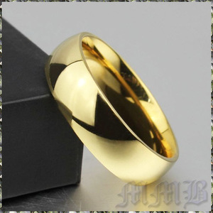 [RING] 18K Gold Filled 316L Stainless Steel 甲丸 6mm ワイド ゴールド シンプル リング 25号 (5.2g) 【送料無料】