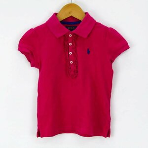 ポロ・ラルフローレン 半袖ポロシャツ ポロマーク フリル パフスリーブ トップス キッズ 女の子用 120サイズ ピンク POLO RALPH LAUREN