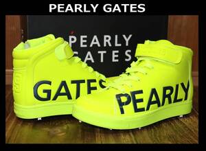 送料無料 特価即決【未使用】 PEARLY GATES ★ ロゴ ミドルカット ゴルフシューズ (25.5cm) ★ パーリーゲイツ 税込定価3万7400円 