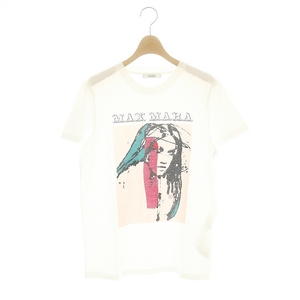 マックスマーラ MAX MARA 白タグ プリントTシャツ カットソー 半袖 M 白 ホワイト マルチカラー /DO ■OS レディース