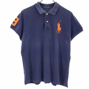 ラルフローレン ビックポニー 半袖 ポロシャツ ７ｆ ネイビー RALPH LAUREN 鹿の子 レディース