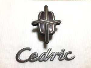 エンブレム 2点 セット フロント リア セドリック Cedric QJY31 ニッサン 純正 ネームプレート 流用 汎用 インテリア DIY