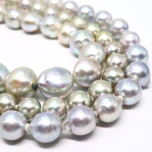 1円〜!!【セット売り】●アコヤ本真珠ネックレ3本おまとめ●J 約104.4g 約6.5-9.5mm珠 pearl necklace jewelry パール DF5/ B92