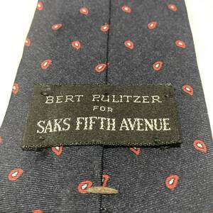 Saks fifth avenue by bert pulitzer ネイビー　総柄　ペイズリー　ネクタイ　イングランド製　サックスフィフスアベニュー