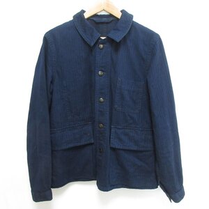 美品 Nigel Cabourn ナイジェルケーボン ヘリンボーン 藍染め シャツジャケット カバーオール サイズ48 インディゴ