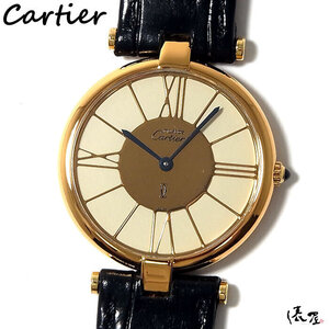 【カルティエ】マストヴァンドーム LM ゴールド4ローマ 極美品 ヴィンテージ メンズ レディース 時計 Cartier 俵屋