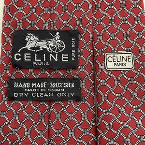 CELINE(セリーヌ) 赤チェーンワンポイントマカダム柄ネクタイ