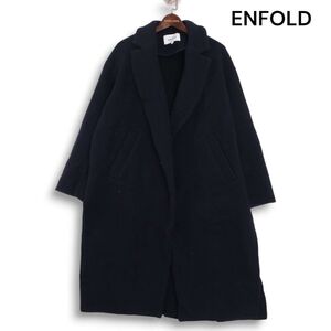 ENFOLD エンフォルド 秋冬★ ウール ダブル ビーバー スリット オーバー コート Sz.36 レディース ネイビー　K4T01696_A#N