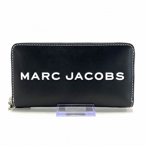 マークジェイコブス MARC JACOBS 長財布 ザ タグ レザー 黒×白 ラウンドファスナー 美品 財布